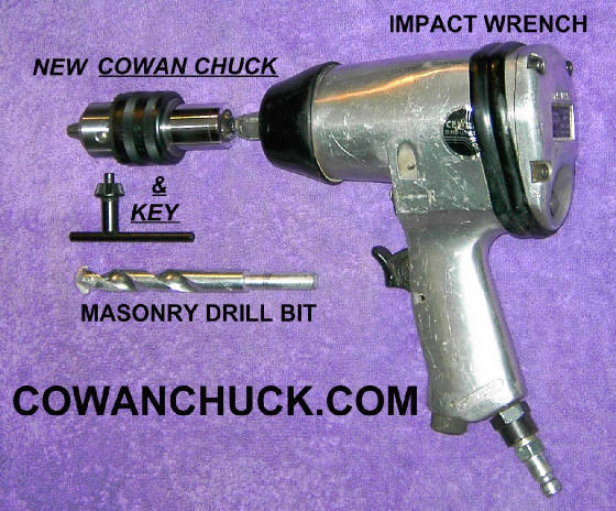 This combination of an impact wrench and drill chuck makes a great hammer drill.